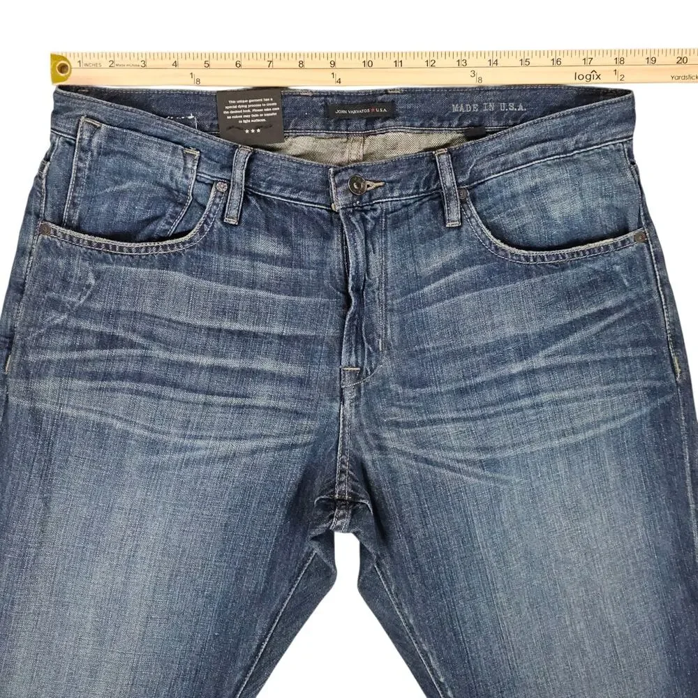 NWT John Varvatos Jeans Mens Size 38 Bowery Slim Straight Leg Casual Medium Wash